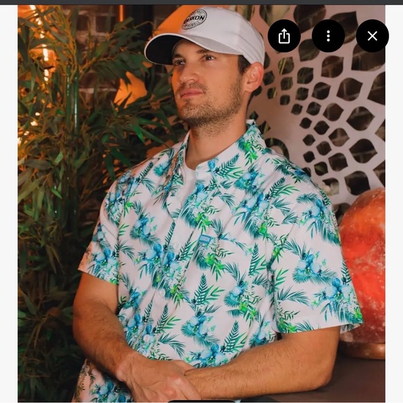 DIXXON Men's 3XL “Zen” Blue and White Floral Shirt - Picture 2 of 4